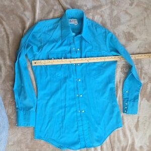 Vintage Tru-west Men's Blue Western Shirt